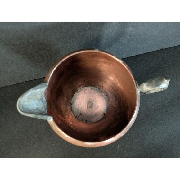 Vintage Copper & Pewter Creamer With Ornate Handle - Picture 4 of 7